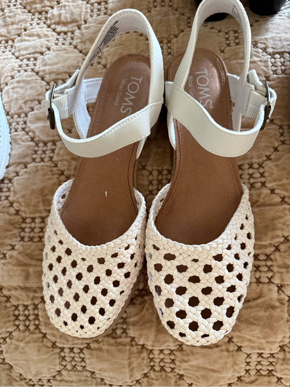 Toms White Woven Slingback Clog Sandals